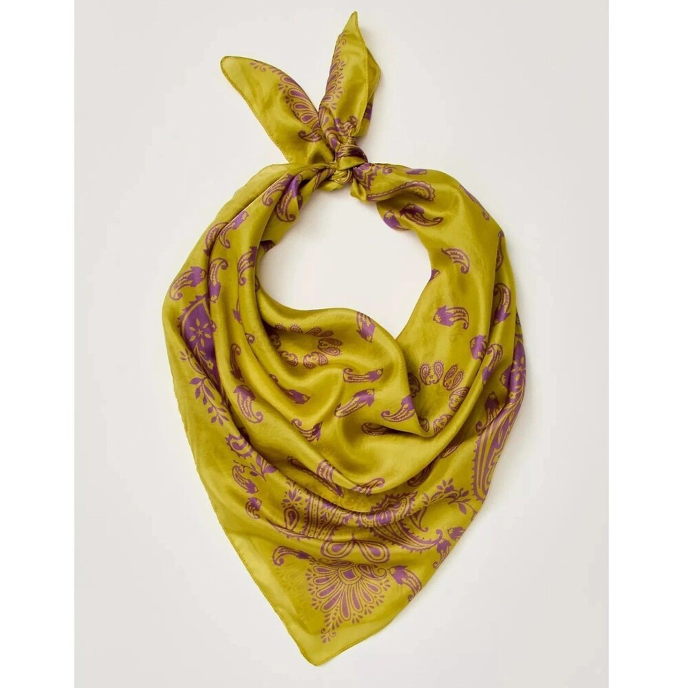 Free People So Silk Printed Bandana Scarf Tube Top Belt Paisley Wrap OS 291163